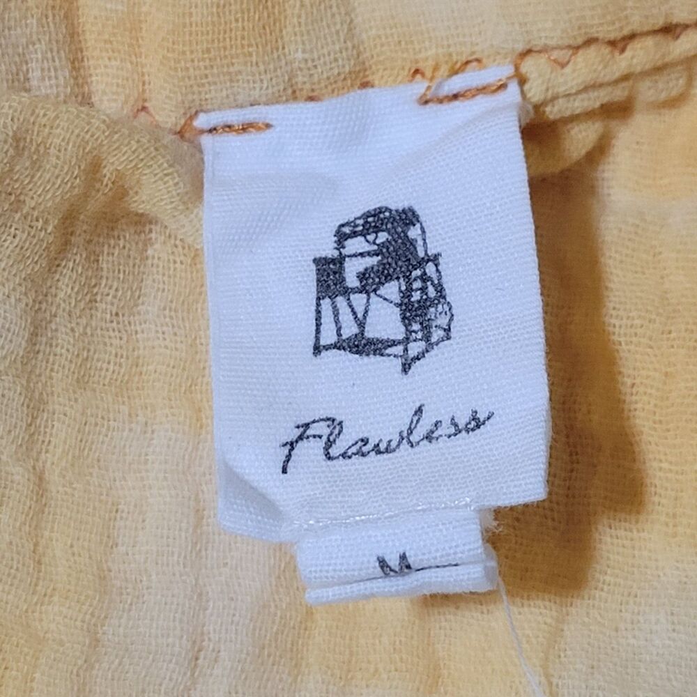 ANTHROPOLOGIE FLAWLESS Yellow Gauzy Cotton Shirt Sz M Tie Dye Oversized Longline - Picture 11 of 11